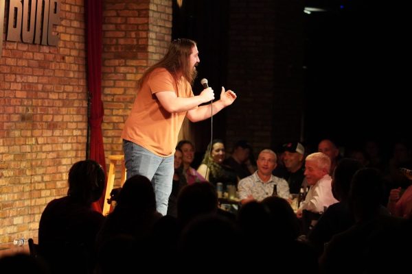 A comedian working the crowd in 2024